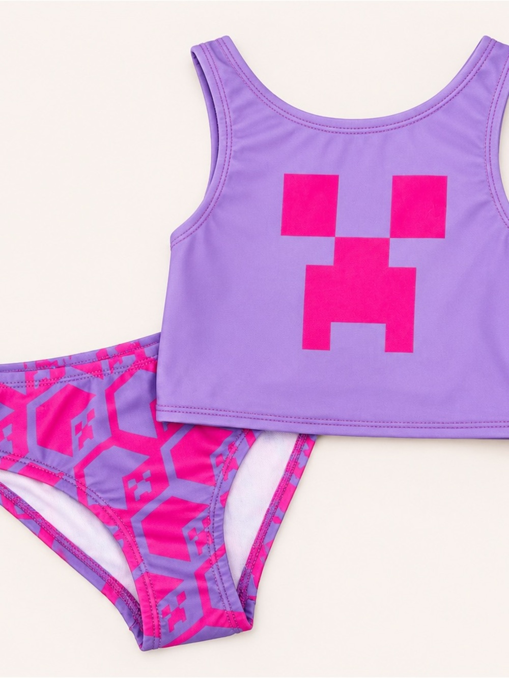 MINECRAFT Girls' Purple & Hot Pink Bikini Set - Girls Minecraft Swimsuit